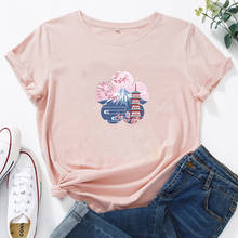 Camiseta Harajuku con patrón de paisaje para mujer, de manga corta Camiseta de algodón con cuello redondo, camiseta informal a la moda para mujer 2024 - compra barato