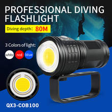 Lanterna de mergulho qx3 ipx8, led à prova d'água para mergulho, luz para mergulho, fotografia ultra brilhante, lâmpada branca azul vermelha 2024 - compre barato