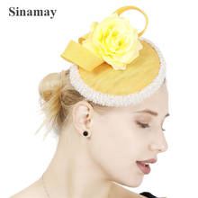 Yellow Hair Wedding Fascinator Hat Headband Bridal Elegant Headwear Nice Show Race Hair Accessories Occasion Formal Headpiece 2024 - buy cheap