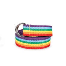 Unisex Double Ring D-type Buckle Rainbow Strip Webbing Casual Wild Decorative Canvas Belt Women Simple Fashion Design BL502 2024 - buy cheap
