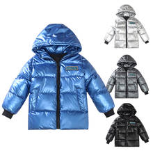 Jaqueta de inverno para meninos, casaco de neve para crianças, à prova d'água, acolchoado de algodão, brilhante, parka 2024 - compre barato