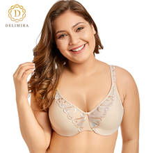 Delimira-Sujetador bordado con aros para mujer, ropa interior sin relleno, cobertura completa, reductor 2024 - compra barato