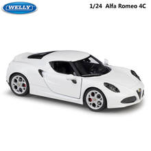 WELLY литой 1:24 металлический гоночный автомобиль, модель автомобиля Alfa Romeo 4C, классический спортивный автомобиль из сплава, игрушечный автомо... 2024 - купить недорого