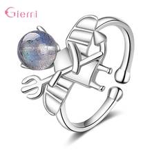 Fashion Simple 925 Sterling Silver Moonstone Devil Adjustable Open Rings For Women Girl Trendy Jewerly Gifts Party 2024 - buy cheap