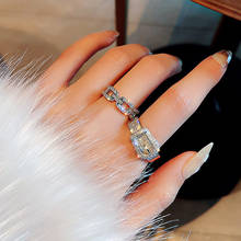 Luxo strass couro fivela de corrente artigo abertura anel para mulheres meninas moda irregular dedo anel presente jóias femininas 2024 - compre barato