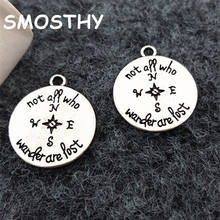 20pcs high alloy 18mm not all who wander are lost charm DIY compass circular pendant jewelry ornament SMC076 2024 - buy cheap