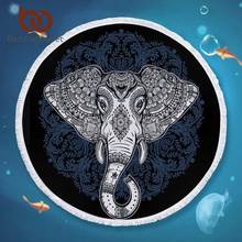 BeddingOutlet-Toalla de playa redonda con Mandala de elefante para adultos, Toalla de baño de microfibra Bohemia con borlas, estera exótica para Yoga 2024 - compra barato