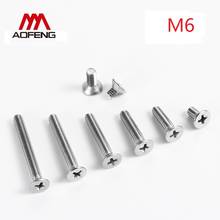 M6 304 Stainless Steel Cross Recessed Countersunk Head Screws M6*8 10 30 50 80 100 120 160mm GB819 Phillips Flat Head Screws 2024 - buy cheap