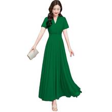 Spring Summer Women's Plus Size Dresses 2021 Women's Sundress Chiffon Dress Solid Color Over The Knee Beach Big Swing Long Dress 2024 - buy cheap