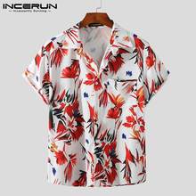 INCERUN Fashion Men Hawaiian Shirt Printing Turn Down Collar Short Sleeve Vacation Casual Shirts Streetwear Summer 2021 Camisas 2024 - buy cheap