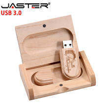 Флэш-накопитель JASTER USB 3,0 (бесплатный логотип на заказ) лазерная гравировка логотипа заказчика дерево + коробка 8 ГБ 16 ГБ 32 ГБ 64 Гб USB фотография подарок 2024 - купить недорого