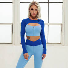 New Zip Long Sleeves Sports Suits Slim Fit Yoga Set Women Hollow Sports Bra Crop Top High Waist Leggings Gym Set Fitness Clothes 2024 - buy cheap