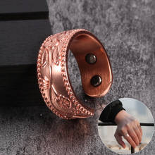 Flower Pure Copper Rings Magnetic Health 9mm Wide Adjustable Open Cuff Ring Men Magnets Energy Rings for Women Men Arthritis 2024 - buy cheap