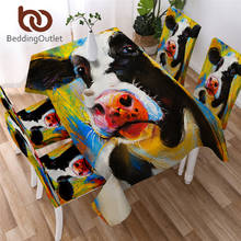 Toalha de mesa retrato de vaca, toalha de mesa de jantar à prova d'água para pintura de pastel, decoração de casa, fazenda para animais 2024 - compre barato