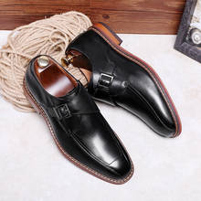 DESAI-zapatos de piel auténtica con punta cuadrada para hombre, calzado Formal con hebilla inglesa, zapato grande 38-47 2024 - compra barato