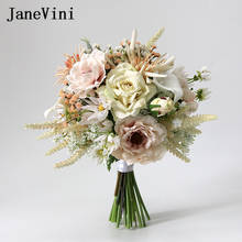 JaneVini-ramos de novia rosas elegantes, rosas artificiales de seda para dama de honor, accesorios de ramo de flores falsas para boda, 2021 2024 - compra barato