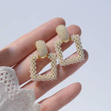Luxury Pearl Beads Square Stud Earrings for Women Japanese&Korea New Style 14K Gold Plated  Earrings 2024 - buy cheap