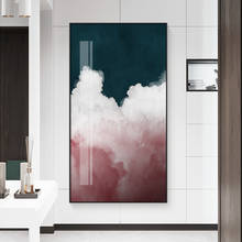 Imágenes de pared de paisaje para sala de estar, dormitorio y pasillo, puesta de sol con nubes Rosas y blancas, lienzo de pintura artística 2024 - compra barato