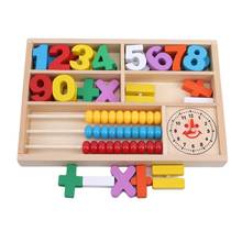 Crianças ábaco de madeira relógio blocos aritmética matemática aprendizagem caixa brinquedo educação precoce 2024 - compre barato