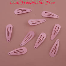 100PCS 3.0cm Light Pink Tear Drop mini Metal Snap Clip no hole Mini Kids Hairpin at nickle free and lead free 2024 - buy cheap