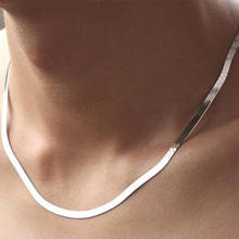 Novo colar quente unissex flat snake link corrente lagosta fecho colares colares cor de prata ouro para mulher jóias masculinas 2024 - compre barato