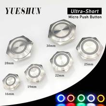 Yueshun Stainless Steel Ultrathin Push Button Short-Throw Self-Reset Momentary 16mm 19mm 22mm 25mm 28mm 30mm LED Touch Switch 2024 - buy cheap