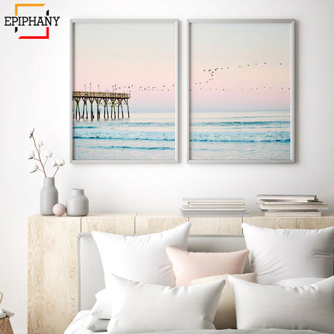 Modern Ocean Print Coastal Wall Art Beach Decor Pastel Canvas Painting Sunset Bedroom Decor Large Posters And Prints Living Room Buy Cheap In An Online Store With Delivery Price Comparison Specifications