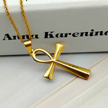 Gold Cross Pendant Necklace for Men Boy Anka Egypt Glossy Men's Stainless Steel Crucifix Necklaces Egyptian Amulet Male Jewelry 2024 - buy cheap