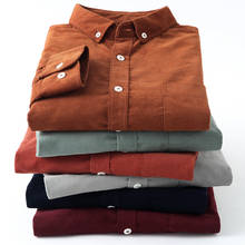 Повседневная мужская Вельветовая рубашка из чистого хлопка с длинным рукавом, коричневая, толстая, зимняя, XXL, обычная, новая модель, мужские рубашки на пуговицах 2024 - купить недорого