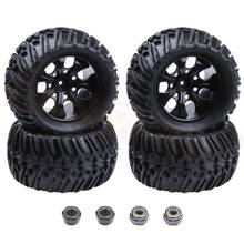 Neumáticos de goma para camión a control remoto, ruedas de 125mm y 12mm con tuercas de bloqueo de nailon M4 para HSP Himoto Traxxas HPI Redcat Monster, 4 Uds. 2024 - compra barato