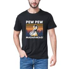 Camiseta de manga curta do vintage men100 % algodão camiseta do presente do humor camiseta superior do gângster dos pinguins pew pew madafakas engraçado 2024 - compre barato