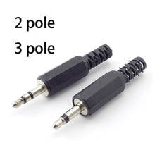 Conector de áudio estéreo 2 polos 3.5mm, mono 3 polos canal duplo, conectores jack adaptador de fone de ouvido plugue macho 3.5 terminais de fio 2024 - compre barato