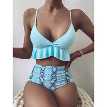 ZAFUAZ Push Up Bikinis Set Swimwears Women Swimsuits Ruffle Beachwear Snake Print Bathing Suits High Waist biquini 2020 Summer 2024 - buy cheap