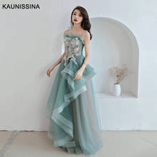 KAUNISSINA Princess Evening Dress Long Prom Dresses Flower Appliques Elegant Floor Length Party Gown Formal Robes 2024 - buy cheap