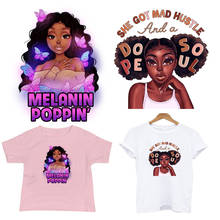 Beautiful African Lady Iron On Patches For Clothes Women T-shirt Hoodies DIY Heat Transfer Vinly Glitter Sticker Decoration New 2024 - buy cheap