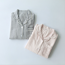 Spring Autumn Women Casual Vertial Striped Pajama sets Female 100% Cotton Sleepwear suit Ladies Turn-down collar shirt & Pants 2024 - buy cheap