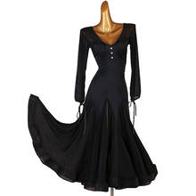 Ropa de baile moderna profesional, vestido de competición de baile de salón, Swing grande negro de manga larga, baile de vals hecho a medida DQL4289 2024 - compra barato