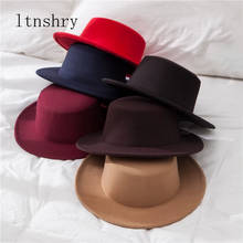 New Classic Solid Color Felt Fedoras for Men Women Artificial Wool Blend Jazz Cap Wide Brim Simple Church Derby Flat Top Hat 2024 - buy cheap