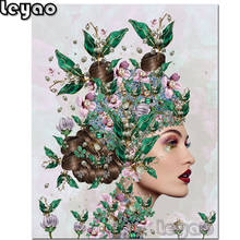 Pintura de diamantes de fantasía 5d DIY, mosaico bordado de punto de cruz, flor de perla, mujer, Cuadrado completo, redondo 2024 - compra barato