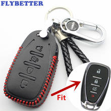 FLYBETTER Genuine Leather 4Button Smart Key Case Cover For Chevrolet Cruze/Malibu XL/Spark/Cmaro/Equinox/Trax L43 2024 - buy cheap