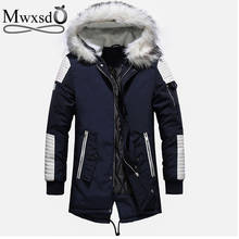 Abrigo largo medio grueso y cálido para hombre, chaqueta de piel con capucha, para invierno, 30 grados, Mwxsd 2024 - compra barato