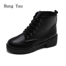 Women Ankle Martin Boots Autumn Female Casual Shoes Flats Fashion Black Lace Up Thick Heels Comfortable Platform Round Toe 2024 - buy cheap