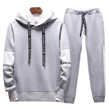 Sets Tracksuit Men Autumn Winter Hooded Sweatshirt Drawstring Outfit Sportswear 2019 Male Suit Pullover Two Piece Set Casual 2024 - buy cheap