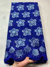 Swiss lace fabric royal blue stones embroidery African lace fabrics white 100% cotton fabric Swiss voile lace fabric FYI1239 2024 - buy cheap