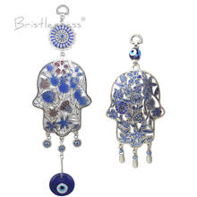 BRISTLEGRASS Turkish Blue Evil Eye Hamsa Hand Flower Wall Hanging Pendant Pendulum Amulets Lucky Charm Blessing Protection Decor 2024 - buy cheap