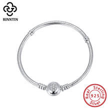 Pingente de prata esterlina 100% rinntin 925 pulseiras aaaa com contas de zircônia encaixe, joias de vários tamanhos para presente feminino tc bb01 2024 - compre barato