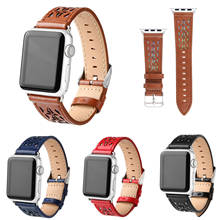 Выгравированный ремешок для часов Apple Watch iWatch Series 1 2 3 4 5 ремешок из натуральной кожи 42 мм 44 мм 38 мм 40 мм ремешок для часов 2024 - купить недорого