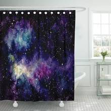 Pink Watercolor Starry Sky Nebula and Yellow Shine Blue Shower Curtain Waterproof Fabric 60 x 72 Inches Set with Hooks 2024 - buy cheap