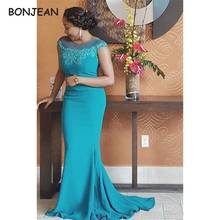 Mermaid African Bridesmaid Dresses Long with Beaded Elastic Satin Black Girls Bridesmaid Dress Wedding Party Dress for Women's 2024 - buy cheap