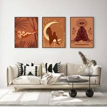 Spiritual Illustration Abstract Girl in The Moon Posters and Prints Wall Decoration Vintage Wall Art Home Canvas Painting Decor 2024 - buy cheap